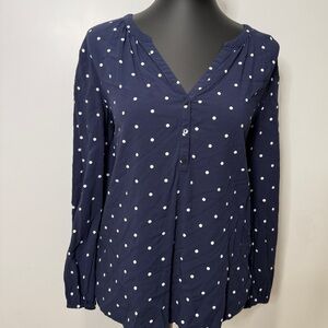 Old Navy Navy Blue Blouse with White Dots